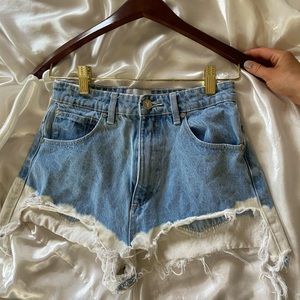 Acid Wash Distressed Denim High Waisted Shorts